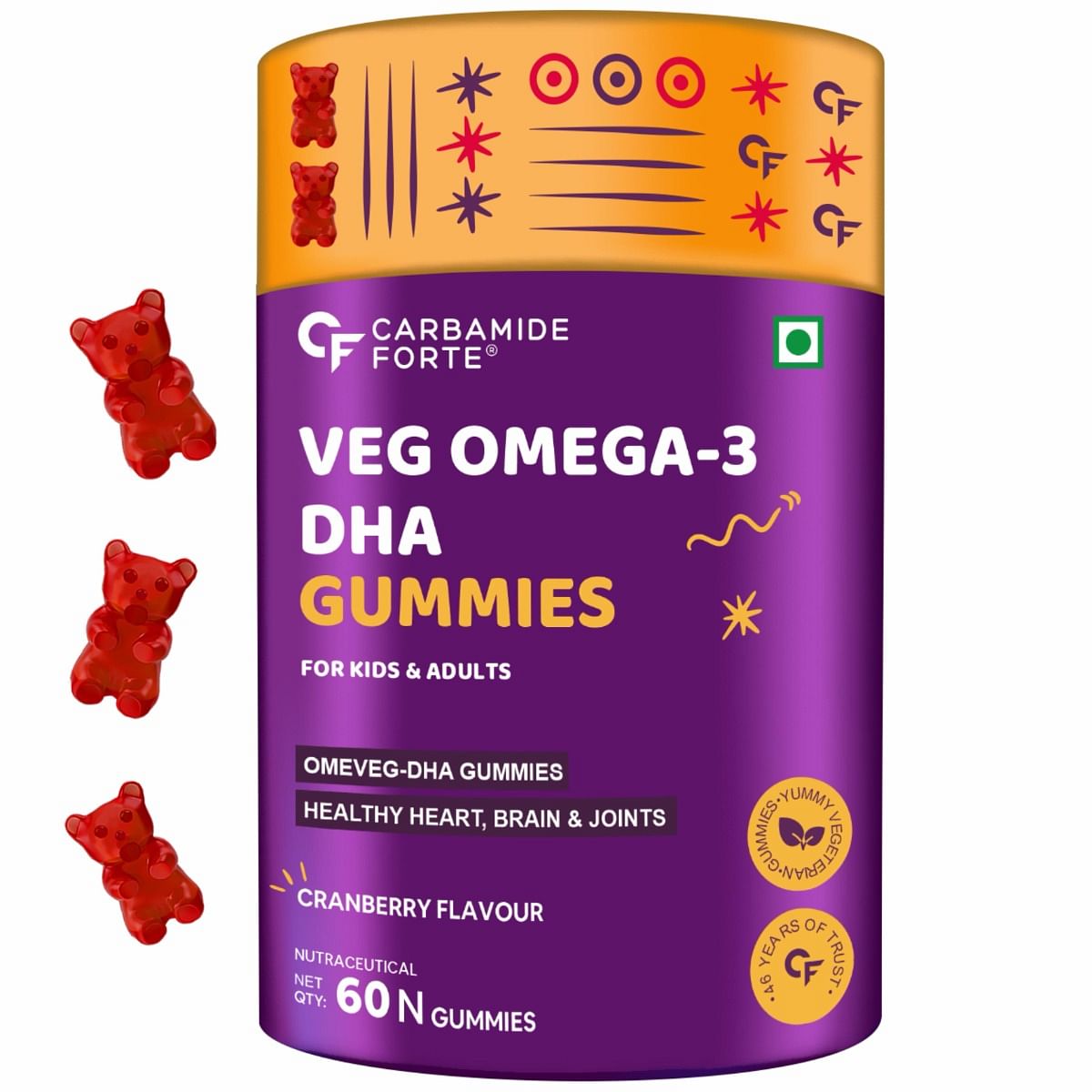 Carbamide Forte Veg Omega 3 250mg - Gummies for Men, Women & Kids with Veg DHA | No Fish oil Used - 60 Veg Gummies
Carbamide Forte Veg Omega 3 250mg - Gummies for Men, Women & Kids with Veg DHA | No Fish oil Used - 60 Veg Gummies