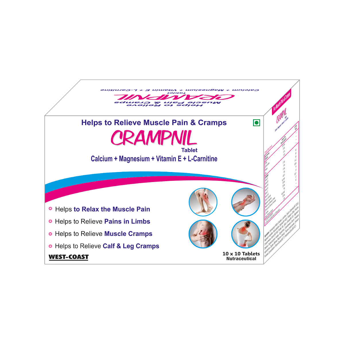 Westcoast Crampnil Tablets helps to relieve muscle pain, joint pain & cramps with Vitamin E & 100% natural active ingredients for instant relief of...
Westcoast Crampnil Tablets helps to relieve muscle pain, joint pain & cramps with Vitamin E & 100% natural active ingredients for instant relief of...