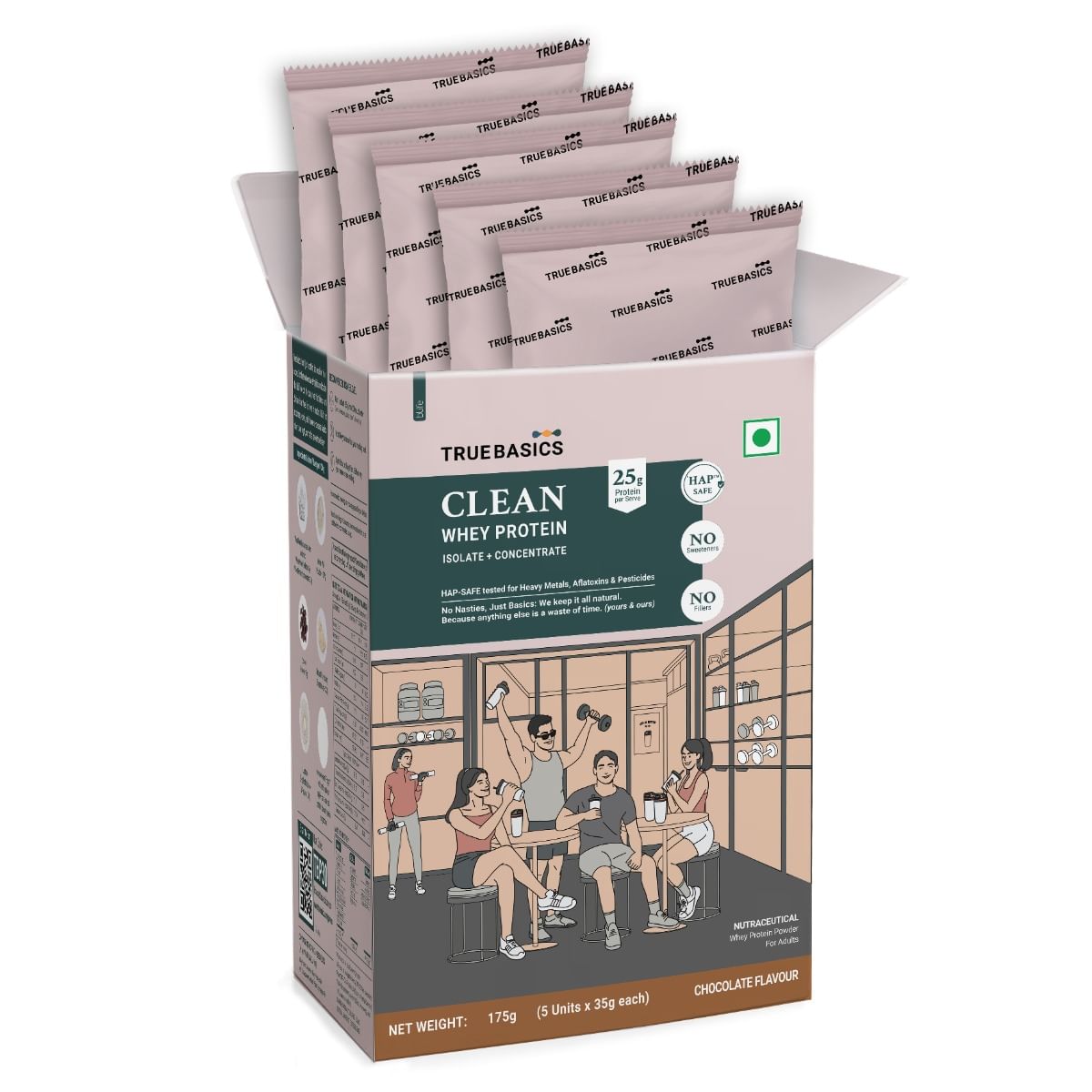 TrueBasics Clean Whey Protein Powder Isolate & Concentrate Blend, (Chocolate, 35gx5) | 25g Protein per Scoop
TrueBasics Clean Whey Protein Powder Isolate & Concentrate Blend, (Chocolate, 35gx5) | 25g Protein per Scoop