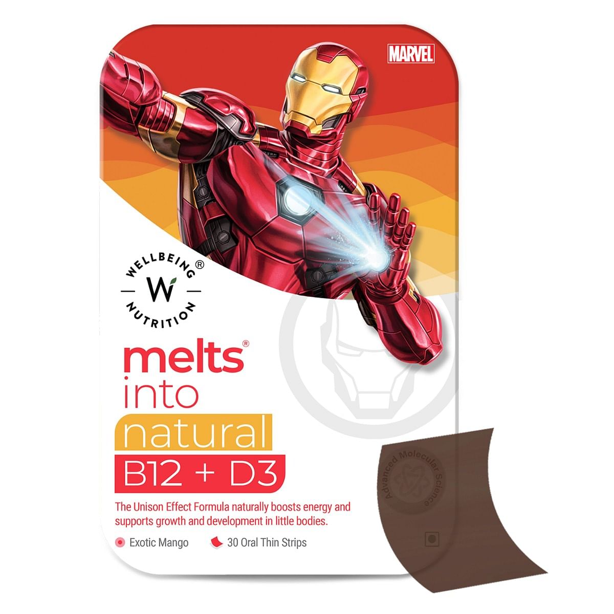 Wellbeing Nutrition Marvel Iron Man Melts | Kids Organic Vitamin B12, D3+K2 & Folate | 100% RDA, Plant Based for Bone & Muscle health | Exotic Mang...
Wellbeing Nutrition Marvel Iron Man Melts | Kids Organic Vitamin B12, D3+K2 & Folate | 100% RDA, Plant Based for Bone & Muscle health | Exotic Mang...