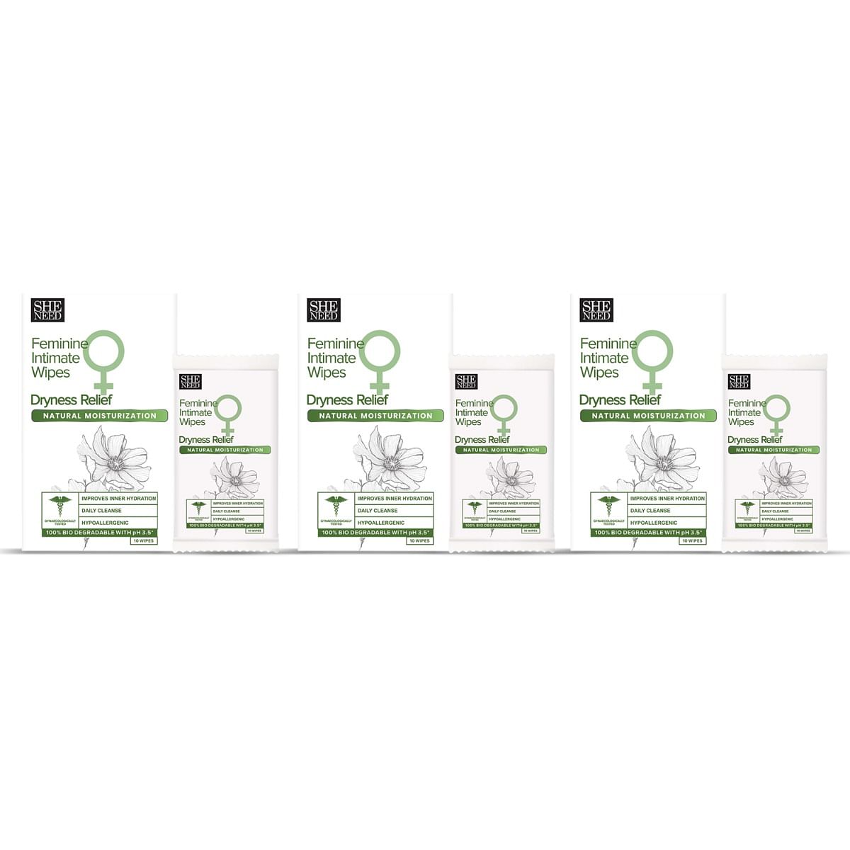 SHENEED Feminine Intimate wipes 10 N (pack of 3) odor block |daily cleanse| no alcohol| Balances pH| Paraben & Sulphate Free | Travel Friendly
SHENEED Feminine Intimate wipes 10 N (pack of 3) odor block |daily cleanse| no alcohol| Balances pH| Paraben & Sulphate Free | Travel Friendly