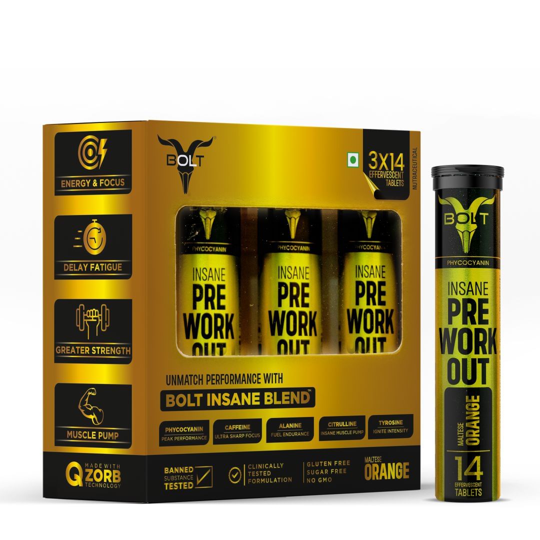 Bolt INSANE Pre-Workout Effervescent Tablet Supplements|Pre-Training Instant Drink for Performance & Energy Boost|Powerful Blend of Caffeine, Beta-...
Bolt INSANE Pre-Workout Effervescent Tablet Supplements|Pre-Training Instant Drink for Performance & Energy Boost|Powerful Blend of Caffeine, Beta-...
