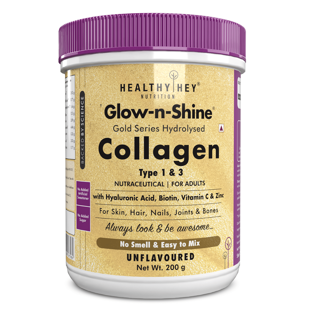 Healthy Hey Nutrition Collagen Gold Series with Hyaluronic Acid, Biotin & Vitamin C - No Smell - (Unflavoured, 200gm)
Healthy Hey Nutrition Collagen Gold Series with Hyaluronic Acid, Biotin & Vitamin C - No Smell - (Unflavoured, 200gm)