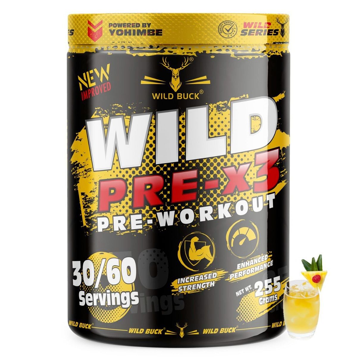 WILD BUCK Wild Pre-X3 Hardcore Pre-Workout Supplement with Creatine Monohydrate(255gm,Pina Colada)
WILD BUCK Wild Pre-X3 Hardcore Pre-Workout Supplement with Creatine Monohydrate(255gm,Pina Colada)