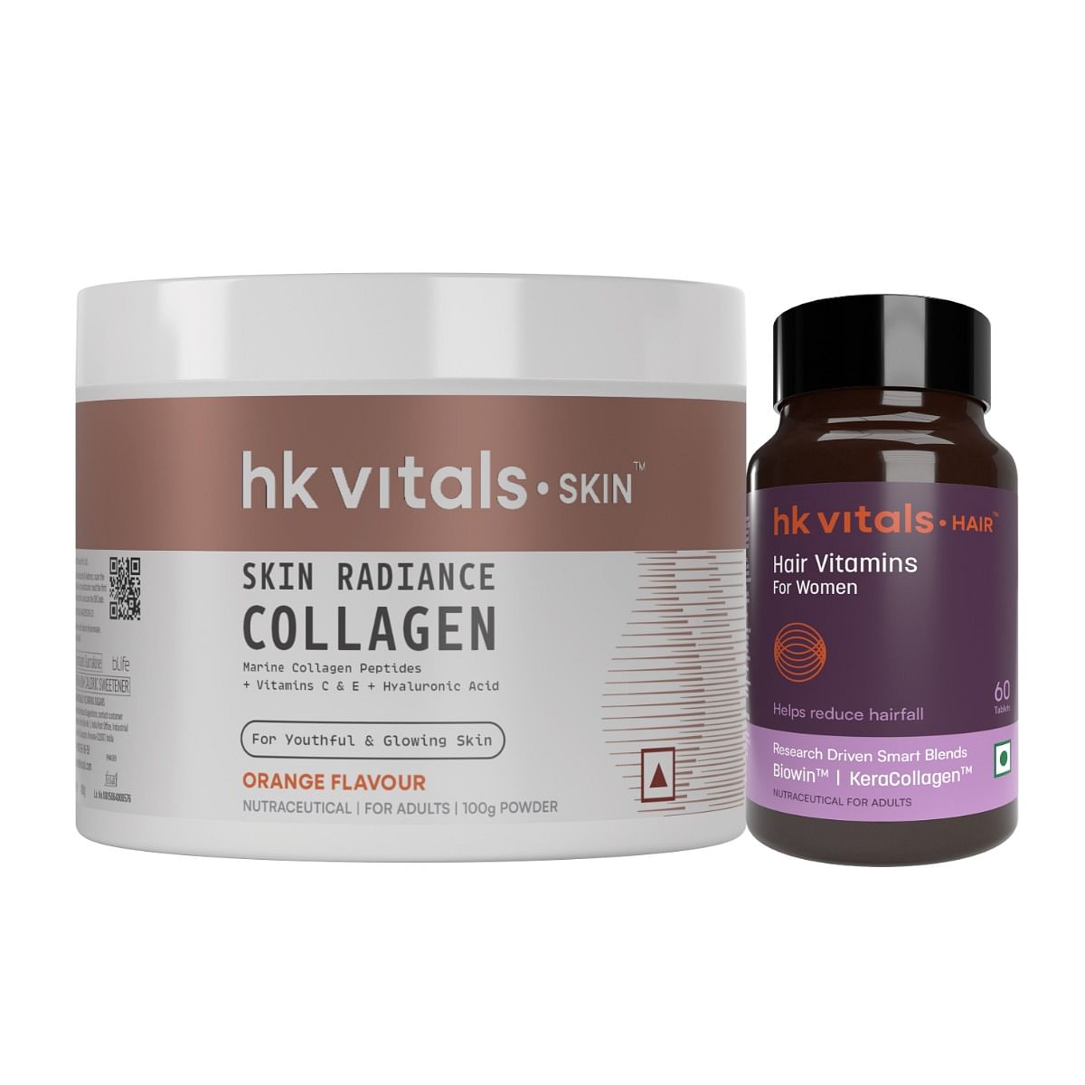 HK Vitals Skin Radiance Collagen Supplement with Biotin, Orange, 100 g with Hair Vitamins for Women (60 Tablets)
HK Vitals Skin Radiance Collagen Supplement with Biotin, Orange, 100 g with Hair Vitamins for Women (60 Tablets)