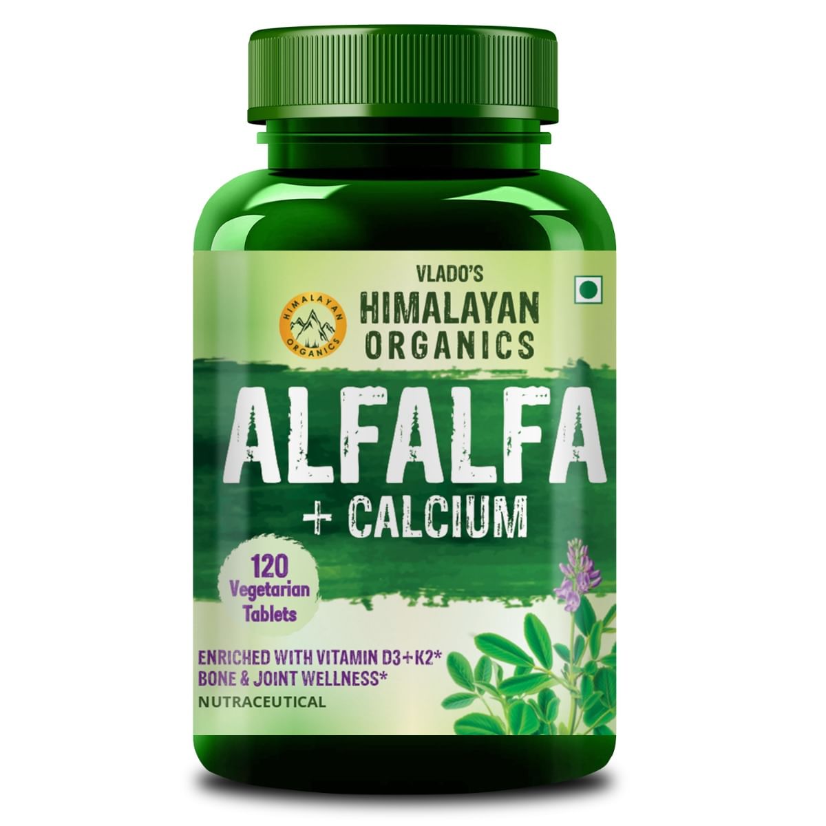 Vlado's Himalayan Organics Alfalfa, Calcium Citrate Malate 1200mg with Vitamin D, K2 (MK7), B12, Zinc & Magnesium - 120 Veg Tablets
Vlado's Himalayan Organics Alfalfa, Calcium Citrate Malate 1200mg with Vitamin D, K2 (MK7), B12, Zinc & Magnesium - 120 Veg Tablets