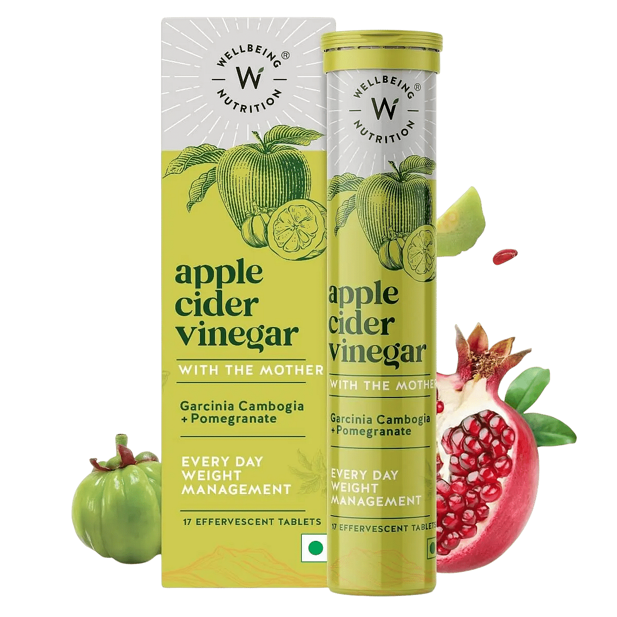 Wellbeing Nutrition Apple Cider Vinegar (ACV) 17 Effervescent Tablets with the Mother and Garcinia Cambogia, Pomegranate | Effective Weight Managem...
Wellbeing Nutrition Apple Cider Vinegar (ACV) 17 Effervescent Tablets with the Mother and Garcinia Cambogia, Pomegranate | Effective Weight Managem...