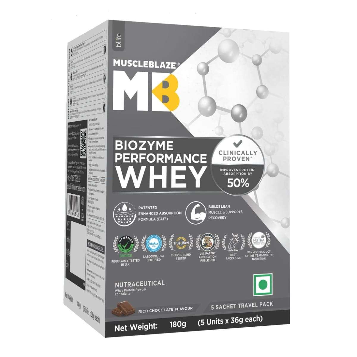 MuscleBlaze Biozyme Performance Whey Protein | Clinically Tested 50 Higher Protein Absorption | Informed Choice UK Certified & US Patent Filed EAF®...