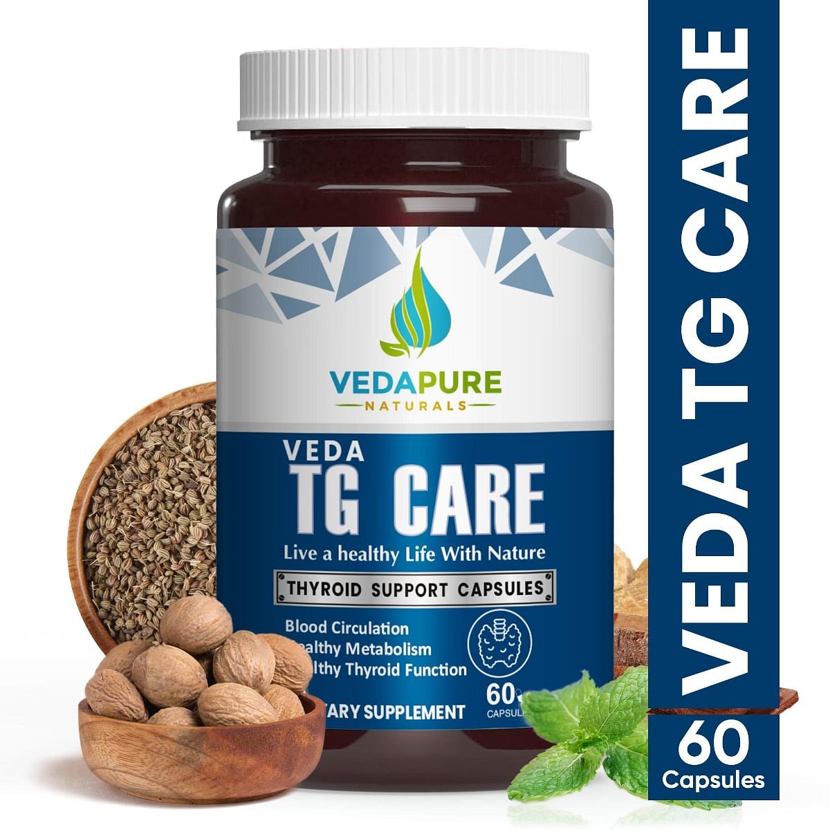VEDAPURE Veda TG Care Thyroid Support Capsules | Healthy Thyroid Function For Men & Women's Health 60 Capsules
VEDAPURE Veda TG Care Thyroid Support Capsules | Healthy Thyroid Function For Men & Women's Health 60 Capsules
