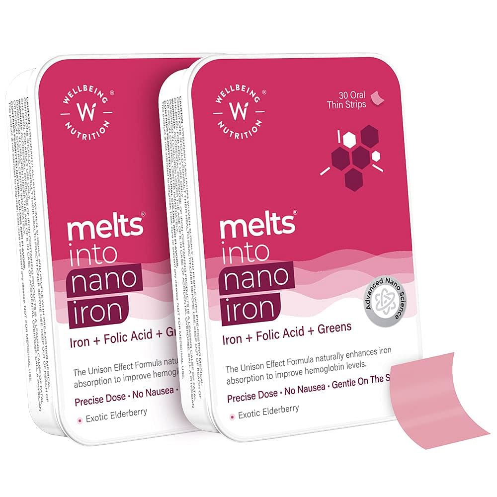 Wellbeing Nutrition Melts Nano Iron | Plant Based Iron Beetroot Swiss Chard Pumpkin Seeds Vitamin C and Folate Improved Hemoglobin Oxygen binding c...
Wellbeing Nutrition Melts Nano Iron | Plant Based Iron Beetroot Swiss Chard Pumpkin Seeds Vitamin C and Folate Improved Hemoglobin Oxygen binding c...