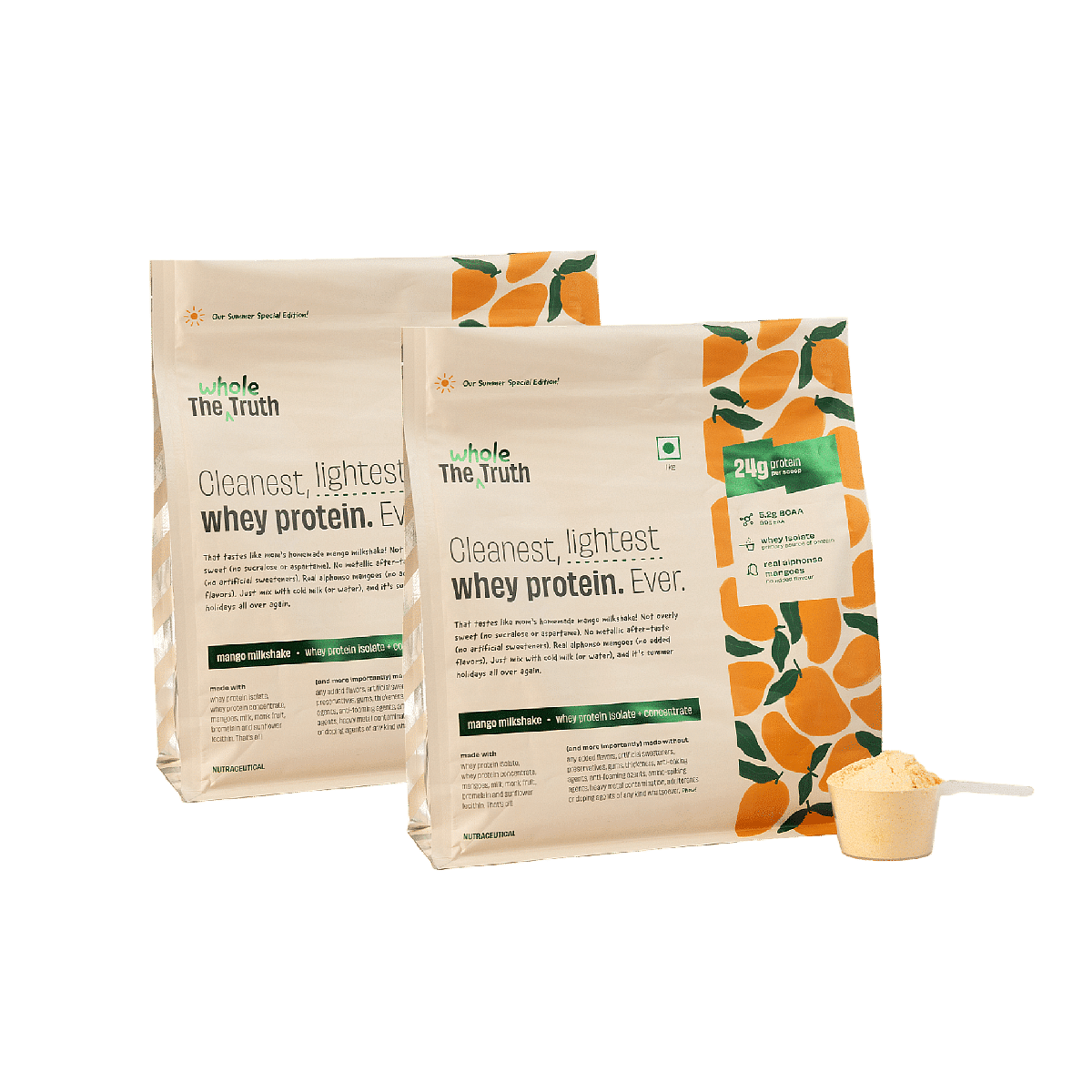 The Whole Truth Mango Milkshake Whey Protein Isolate + Concentrate | 24g Protein/Scoop | 100% Authentic Whey & No Adulteration | Clean, Light & Eas...
The Whole Truth Mango Milkshake Whey Protein Isolate + Concentrate | 24g Protein/Scoop | 100% Authentic Whey & No Adulteration | Clean, Light & Eas...