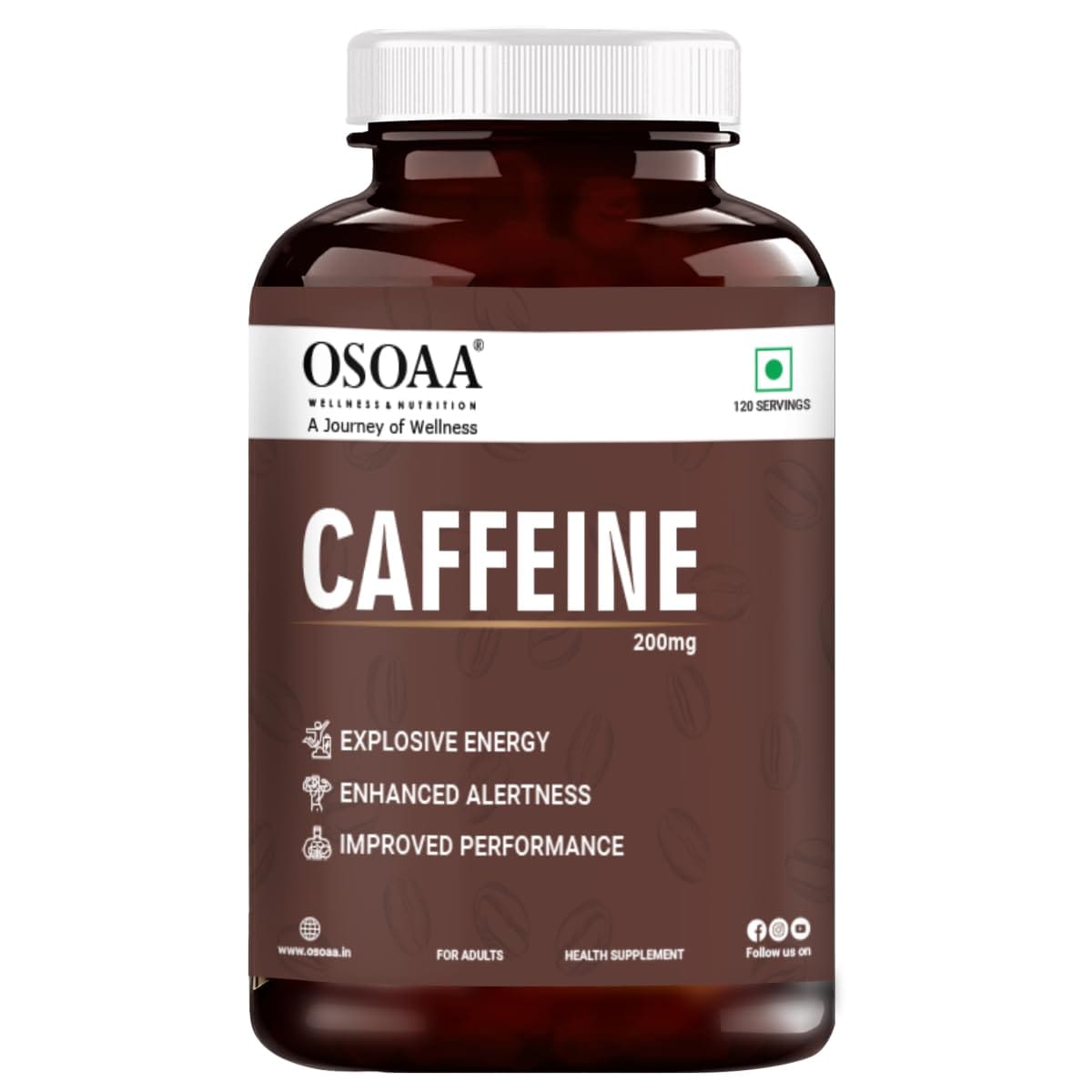 OSOAA Caffeine 200mg Tablets Pre Workout Energy Focus & Endurance Support Natural Stimulant Supplement for Men & Women 120 Veg Tablets
OSOAA Caffeine 200mg Tablets Pre Workout Energy Focus & Endurance Support Natural Stimulant Supplement for Men & Women 120 Veg Tablets
