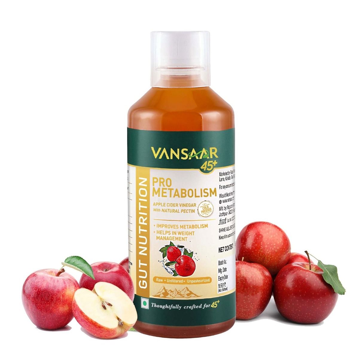 Vansaar 45+ Metabolism Booster | Apple Cider Vinegar | For weight management | Improves metabolism - 500 ml
Vansaar 45+ Metabolism Booster | Apple Cider Vinegar | For weight management | Improves metabolism - 500 ml