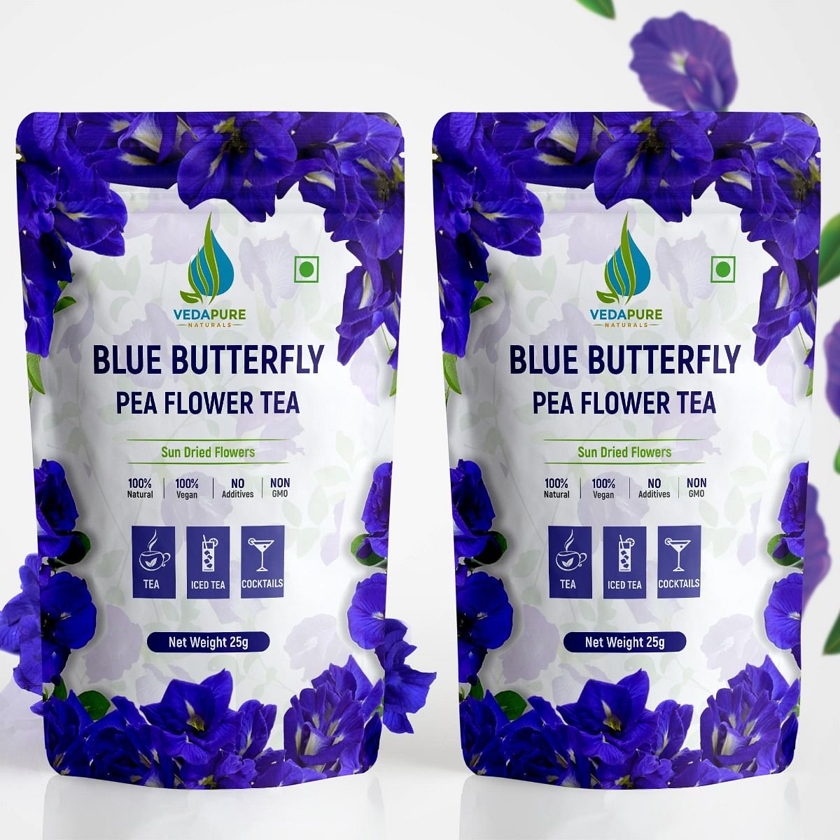 VEDAPURE Blue Butterfly Pea Flower Tea for skin glow, weight loss and Brain Health 25 Gm | Steep as Hot or Iced | Caffeine Free (50 Cups) (Pack of 2)
VEDAPURE Blue Butterfly Pea Flower Tea for skin glow, weight loss and Brain Health 25 Gm | Steep as Hot or Iced | Caffeine Free (50 Cups) (Pack of 2)