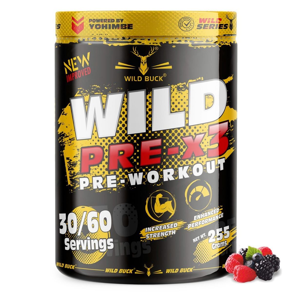 WILD BUCK Wild Pre-X3 Hardcore Pre-Workout Supplement with Creatine Monohydrate(255gm,Wild Berries)
WILD BUCK Wild Pre-X3 Hardcore Pre-Workout Supplement with Creatine Monohydrate(255gm,Wild Berries)