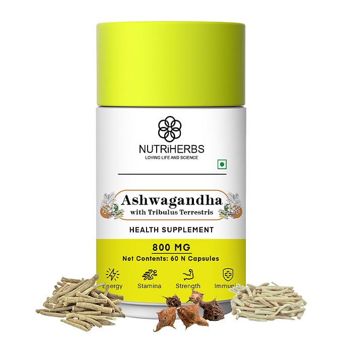 NutriHerbs Ashwagandha with Tribulus Terrestris 800mg 60 Capsules Boosts Strength & Stamina, Promotes Healthier Bones, Controls Stress, Anxiety Pro...
NutriHerbs Ashwagandha with Tribulus Terrestris 800mg 60 Capsules Boosts Strength & Stamina, Promotes Healthier Bones, Controls Stress, Anxiety Pro...