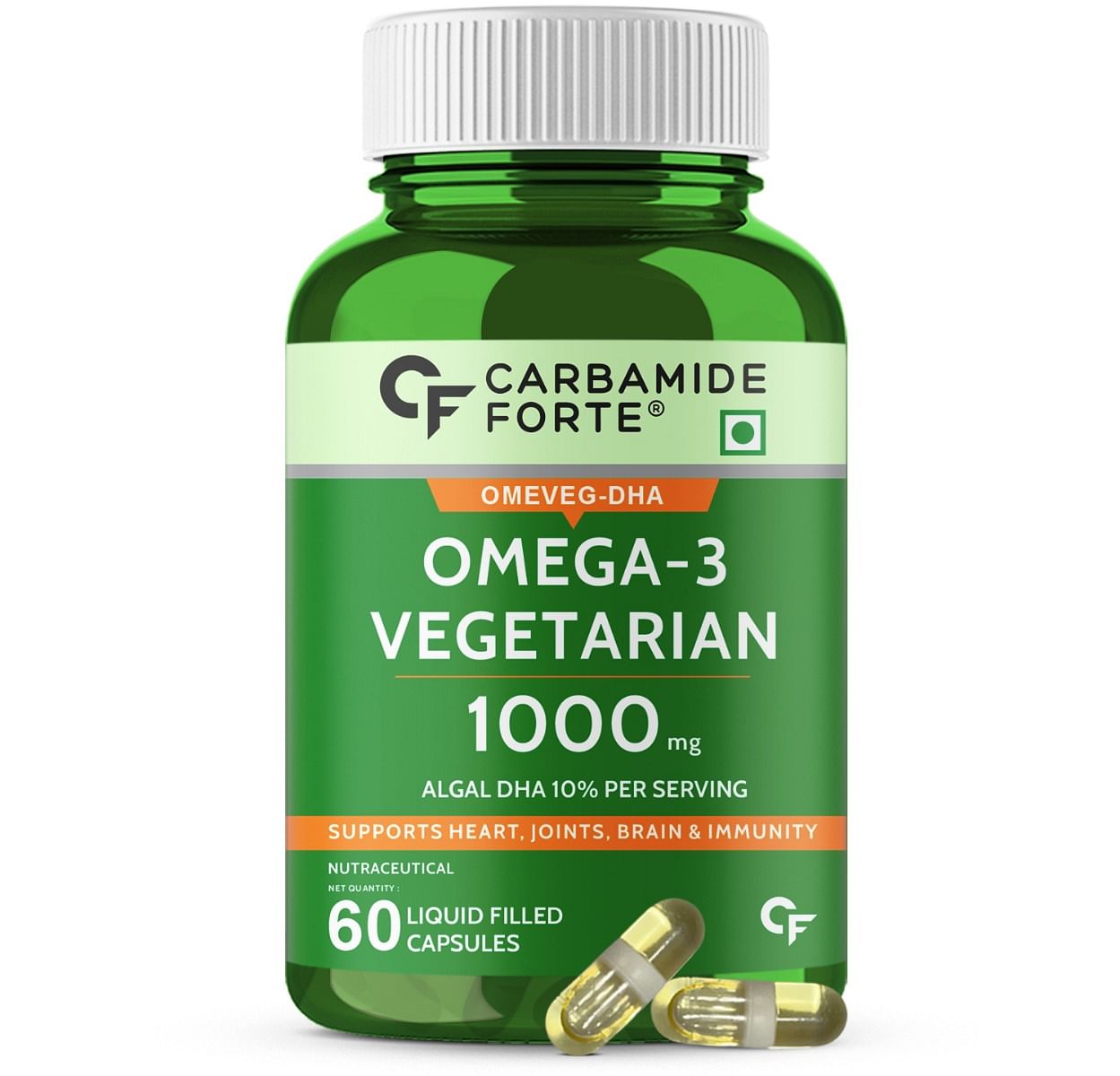 Carbamide Forte Veg Omega3 1000mg | Veg DHA | Vegetarian Omega 3 | Algal DHA | Plant Based | No Fish oil Used Capsules for Men & Women- 60 Veg Caps...
Carbamide Forte Veg Omega3 1000mg | Veg DHA | Vegetarian Omega 3 | Algal DHA | Plant Based | No Fish oil Used Capsules for Men & Women- 60 Veg Caps...