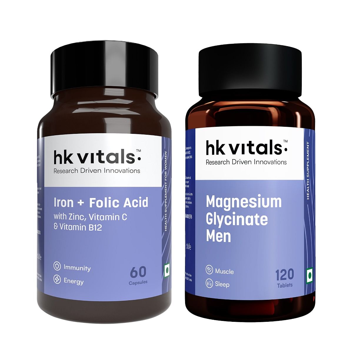 HK Vitals Magnesium Glycinate (1682mg) 120 Tablets | For Better Sleep Quality & Muscle Recovery with Iron + Folic Acid Supplement (60 Capsules)
HK Vitals Magnesium Glycinate (1682mg) 120 Tablets | For Better Sleep Quality & Muscle Recovery with Iron + Folic Acid Supplement (60 Capsules)