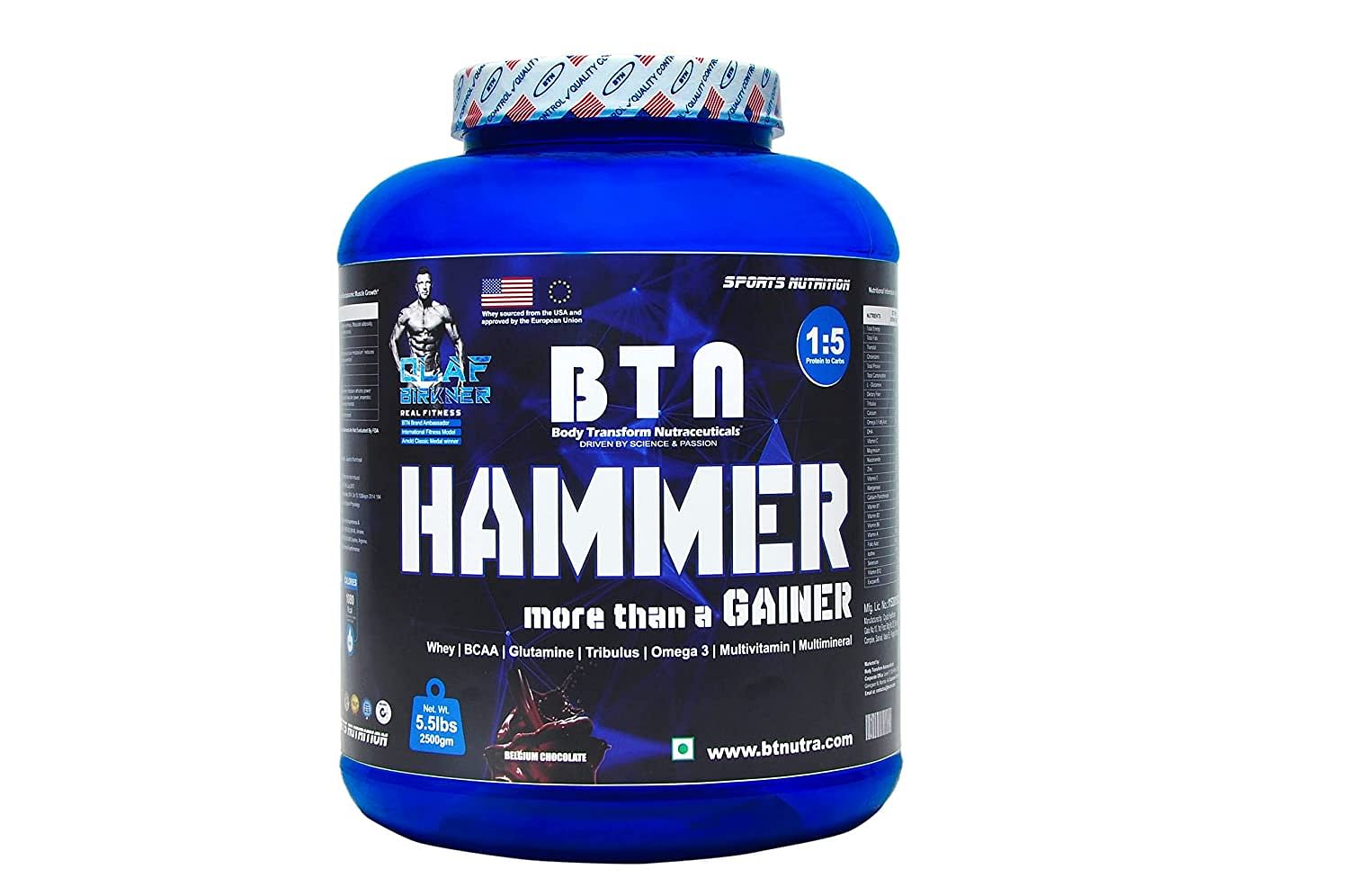 Body Transform Nutraceuticals BTN Hammer with Tribulus, Omega 3 and Multivitamins and Multimineral Support - 5.5 lbs. (2.5 kg)(Belgium Chocolate)
Body Transform Nutraceuticals BTN Hammer with Tribulus, Omega 3 and Multivitamins and Multimineral Support - 5.5 lbs. (2.5 kg)(Belgium Chocolate)