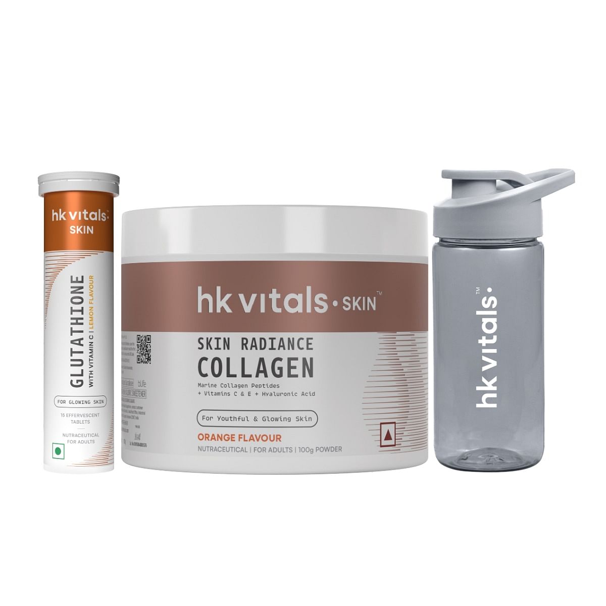 HK Vitals Glutathione (Lemon, 15 Effervescent Tablets) with Skin Radiance Collagen Supplement with Biotin, Orange, 100 g & Sipper Bottle | L-Glutat...
HK Vitals Glutathione (Lemon, 15 Effervescent Tablets) with Skin Radiance Collagen Supplement with Biotin, Orange, 100 g & Sipper Bottle | L-Glutat...