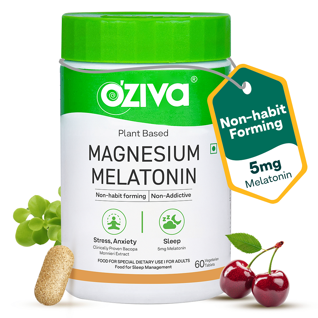 OZiva Magnesium Melatonin | Tart Cherry & Bocopa Leaf Extract | Restful Sleep, Reduced Stress, Anxiety - 60 Tablets
OZiva Magnesium Melatonin | Tart Cherry & Bocopa Leaf Extract | Restful Sleep, Reduced Stress, Anxiety - 60 Tablets