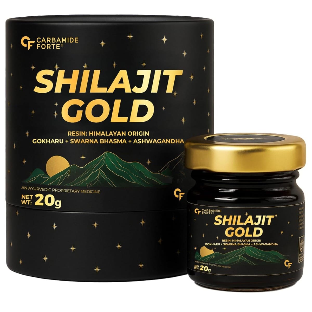 Carbamide Forte Shilajit Gold Resin - 20g | Helps in boosting Stamina | Contains 24 Carat Gold | 100% Ayurvedic
Carbamide Forte Shilajit Gold Resin - 20g | Helps in boosting Stamina | Contains 24 Carat Gold | 100% Ayurvedic