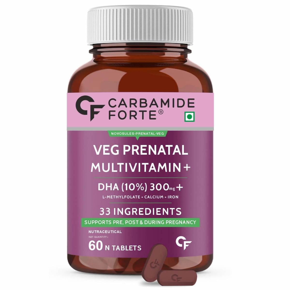 Carbamide Forte Veg Prenatal Multivitamin for Pregnancy with DHA 300mg Multivitamin for Women- 60 Tablets
Carbamide Forte Veg Prenatal Multivitamin for Pregnancy with DHA 300mg Multivitamin for Women- 60 Tablets