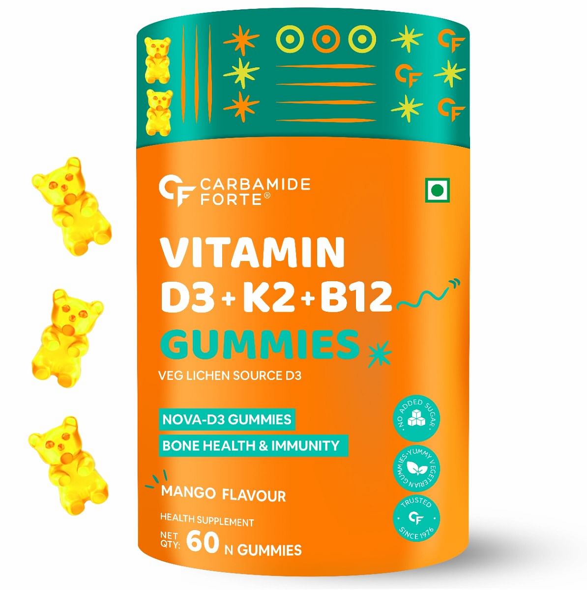 Carbamide Forte Vitamin D3 K2 B12 - Gummies for Women, Men & Kids - 60 Veg Gummies
Carbamide Forte Vitamin D3 K2 B12 - Gummies for Women, Men & Kids - 60 Veg Gummies