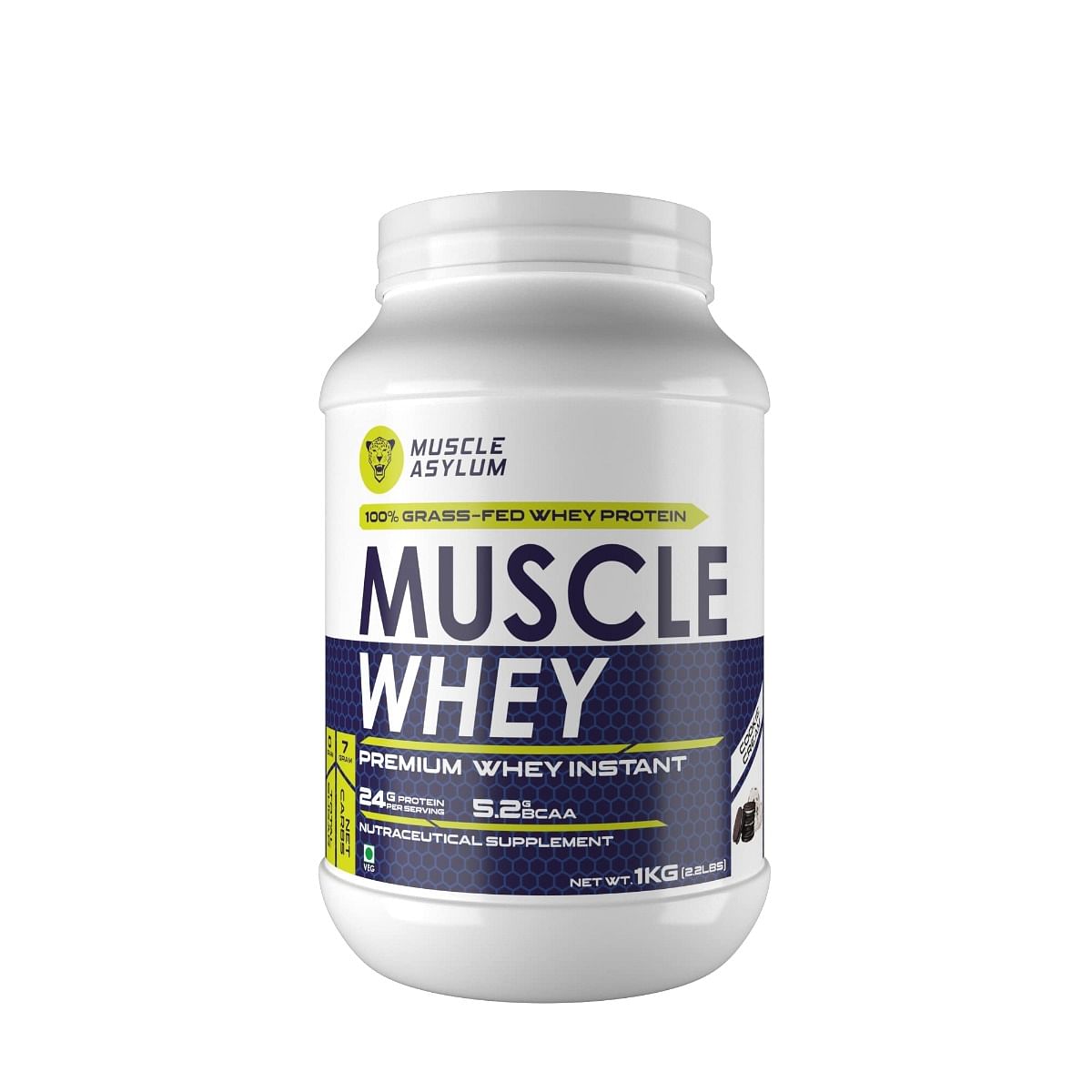 Muscle Asylum Premium 100% Whey Protein, 24g Protein, 5.2g Bcaa, For Muscle Building & Recovery ,25 Servings (Cookie & Cream)-1kg (2.2 lbs), Box
Muscle Asylum Premium 100% Whey Protein, 24g Protein, 5.2g Bcaa, For Muscle Building & Recovery ,25 Servings (Cookie & Cream)-1kg (2.2 lbs), Box