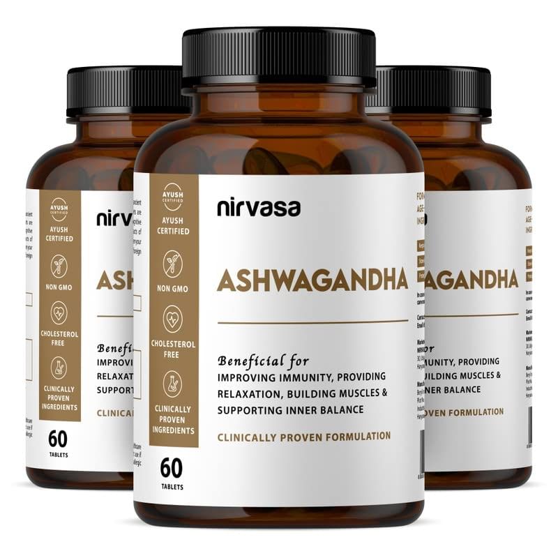 Nirvasa Ashwagandha Tablets 60 Tablets -Pack Of 3
Nirvasa Ashwagandha Tablets 60 Tablets -Pack Of 3
