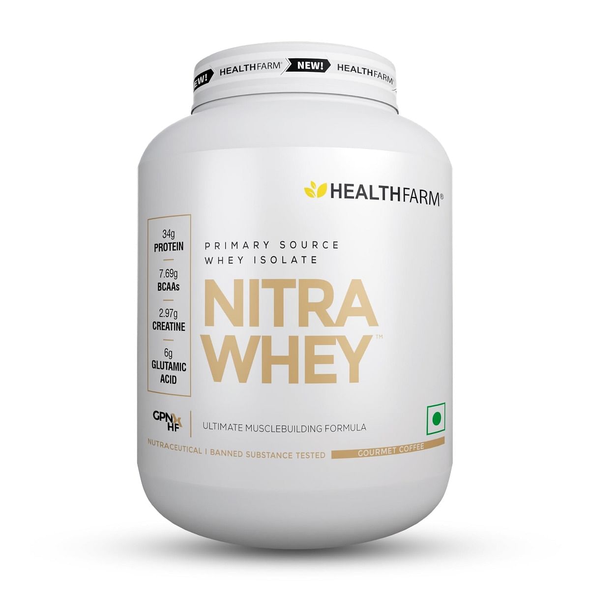Healthfarm Nitra Whey Protein | 34g Protein Per Serving & 3g Added Creatine | Blend of Isolate & Concentrate Protein (Gourmet Coffee, 2kg)
Healthfarm Nitra Whey Protein | 34g Protein Per Serving & 3g Added Creatine | Blend of Isolate & Concentrate Protein (Gourmet Coffee, 2kg)