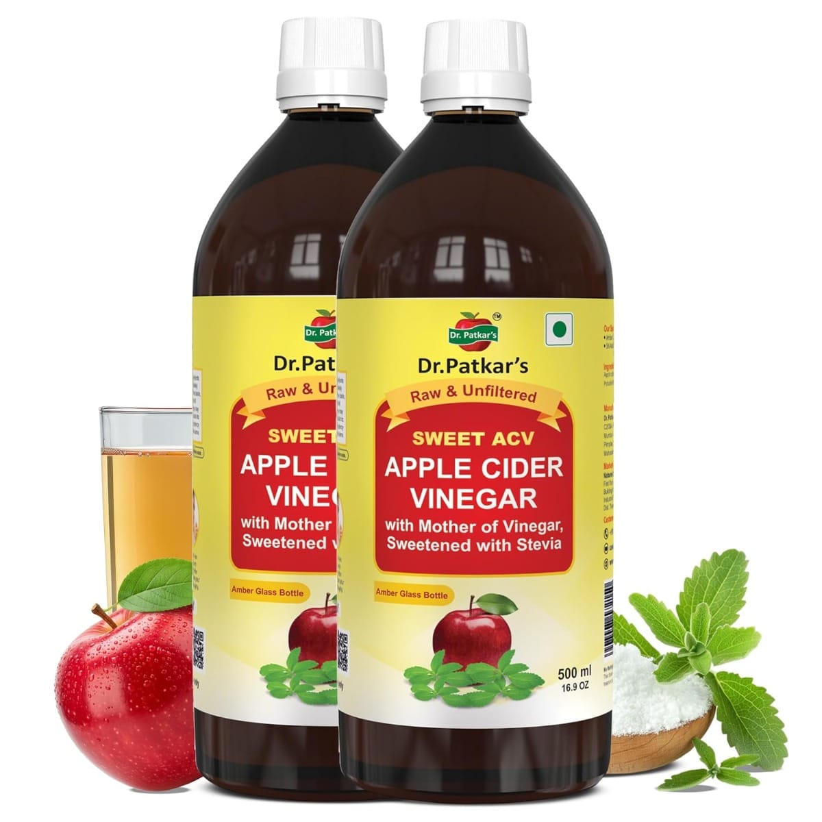 Dr. Patkar's Apple Cider Vinegar with Stevia 1000ml | Raw, Unfiltered & Undiluted | With Mother | Naturally Sweetened & Sugar-Free | Supports Weigh...
Dr. Patkar's Apple Cider Vinegar with Stevia 1000ml | Raw, Unfiltered & Undiluted | With Mother | Naturally Sweetened & Sugar-Free | Supports Weigh...