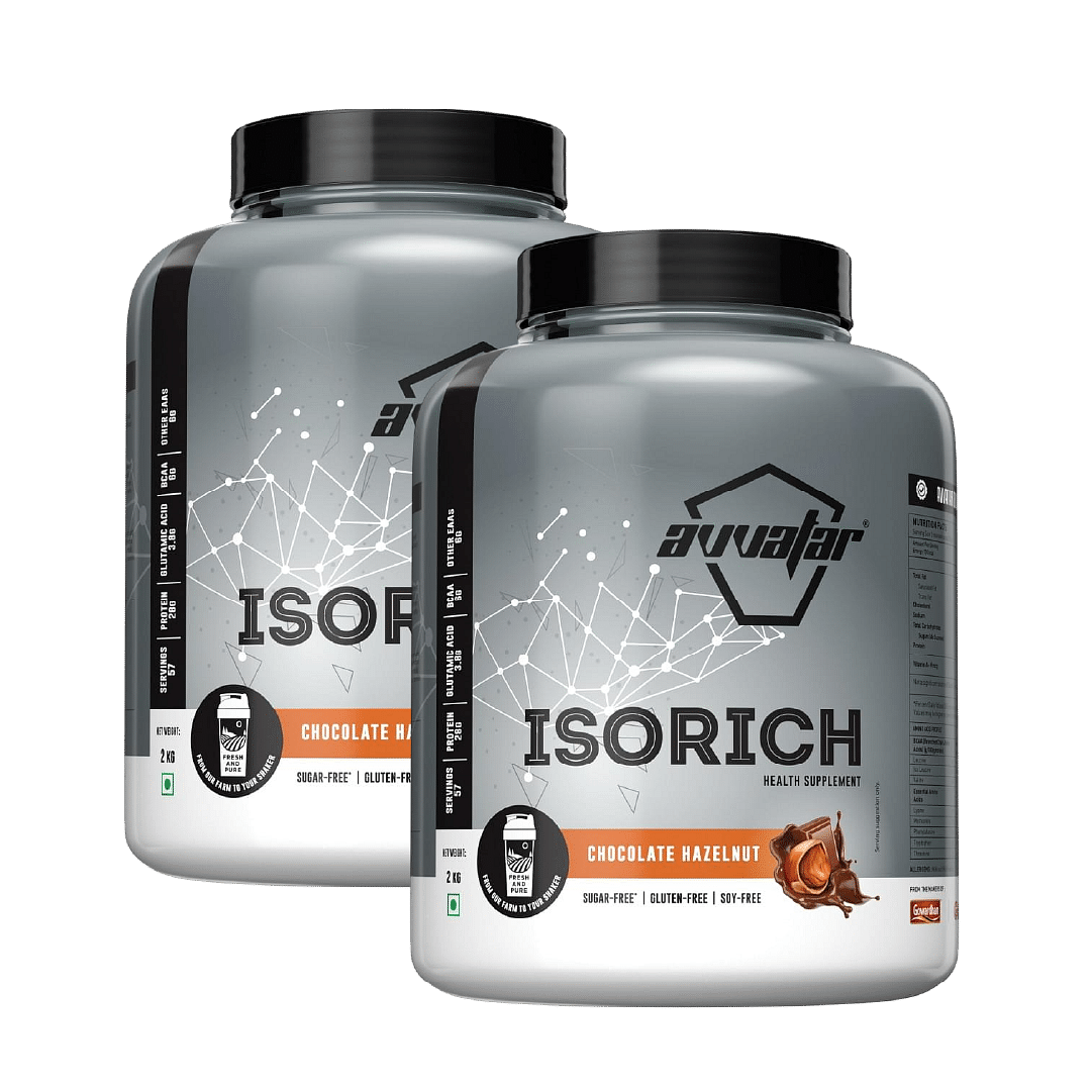 Avvatar Isorich Protein 2Kg | Chocolate Hazelnut | 57 Servings | 28G Protein Pack Of 2
Avvatar Isorich Protein 2Kg | Chocolate Hazelnut | 57 Servings | 28G Protein Pack Of 2
