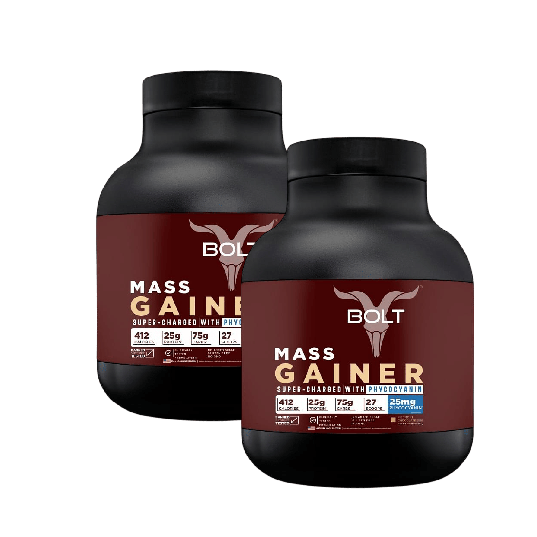 Bolt Mass Gainer 2.26Kg | Piedmont Chocolate | 22 Servings | 22G Protein | 25Mg Phycocyanin | Muscle Gain & Weight Gain Pack Of 2 
Bolt Mass Gainer 2.26Kg | Piedmont Chocolate | 22 Servings | 22G Protein | 25Mg Phycocyanin | Muscle Gain & Weight Gain Pack Of 2