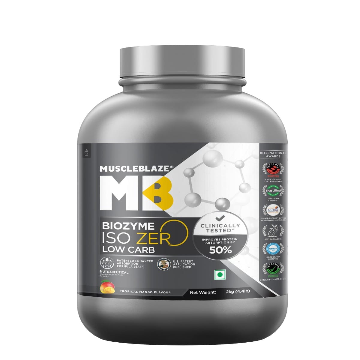 MuscleBlaze Biozyme Iso-Zero, Low Carb, 100 Pure Whey Protein Isolate with USA Patent-Published Enhanced Absorption Formula (EAF®), Informed Choice...
MuscleBlaze Biozyme Iso-Zero, Low Carb, 100 Pure Whey Protein Isolate with USA Patent-Published Enhanced Absorption Formula (EAF®), Informed Choice...