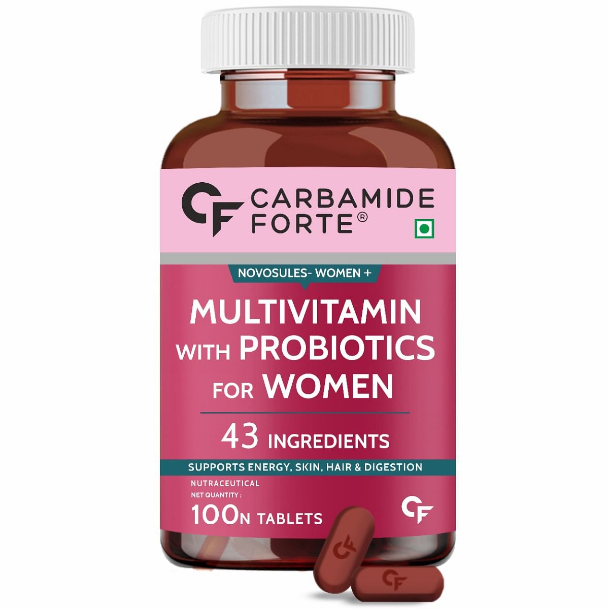 Carbamide Forte Multivitamin Tablets for Women with 43 Ingredients -100 Veg Tablets Support energy, Skin, Hair and Digestion
Carbamide Forte Multivitamin Tablets for Women with 43 Ingredients -100 Veg Tablets Support energy, Skin, Hair and Digestion