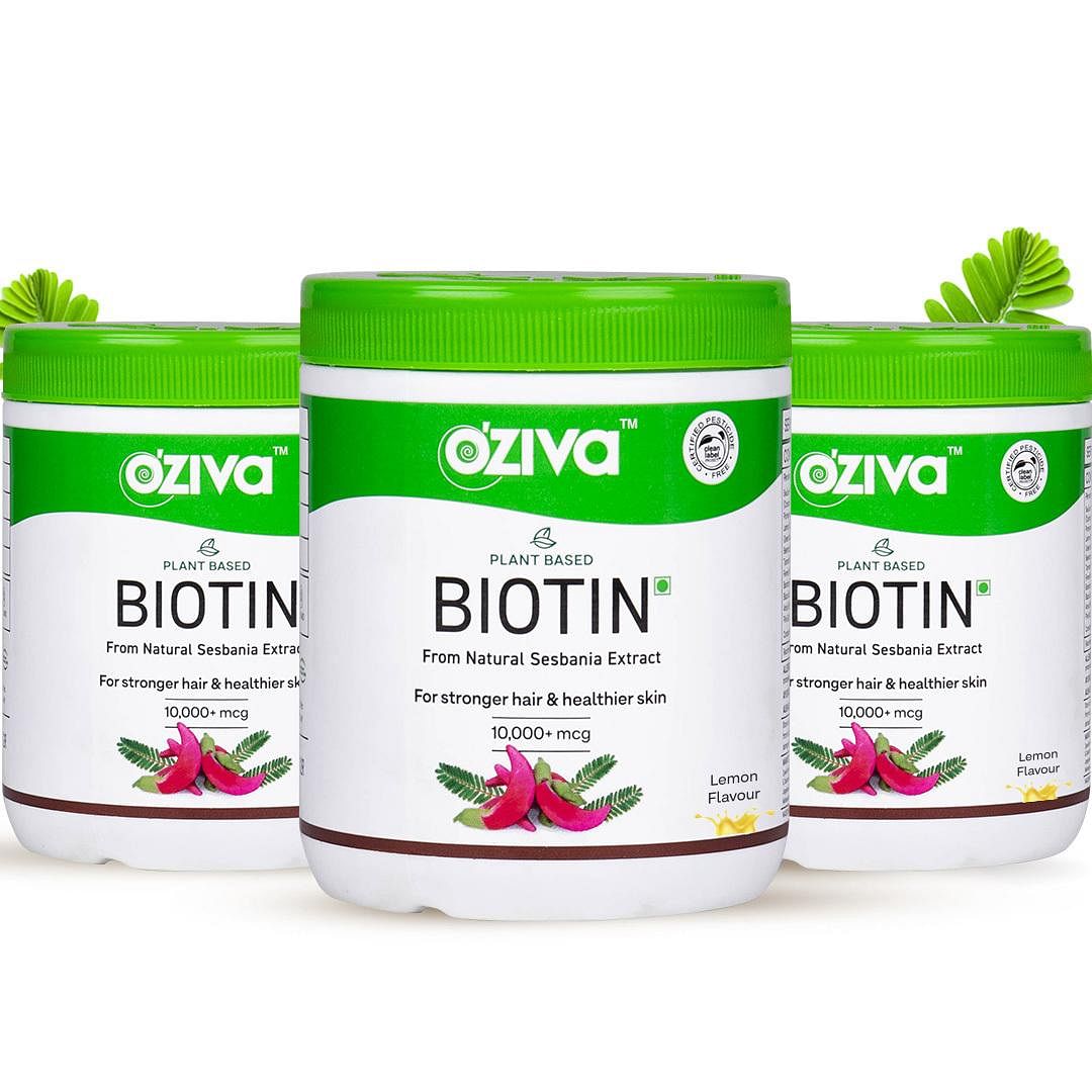 OZiva Plant Based Biotin for Improved Hair Thickness, 100% Natural, Clinically Proven,(Lemon, Sesbania) (3 x 125 g)
OZiva Plant Based Biotin for Improved Hair Thickness, 100% Natural, Clinically Proven,(Lemon, Sesbania) (3 x 125 g)