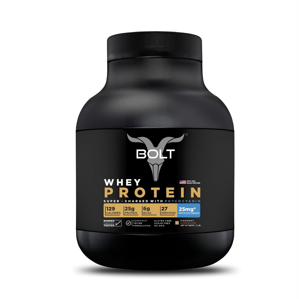 Bolt Whey Protein 907g | Piedmont Chocolate | 27 Servings | 25g Protein | 25mg Phycocyanin | Improves performance | Faster Recovery | Muscle Growth
Bolt Whey Protein 907g | Piedmont Chocolate | 27 Servings | 25g Protein | 25mg Phycocyanin | Improves performance | Faster Recovery | Muscle Growth