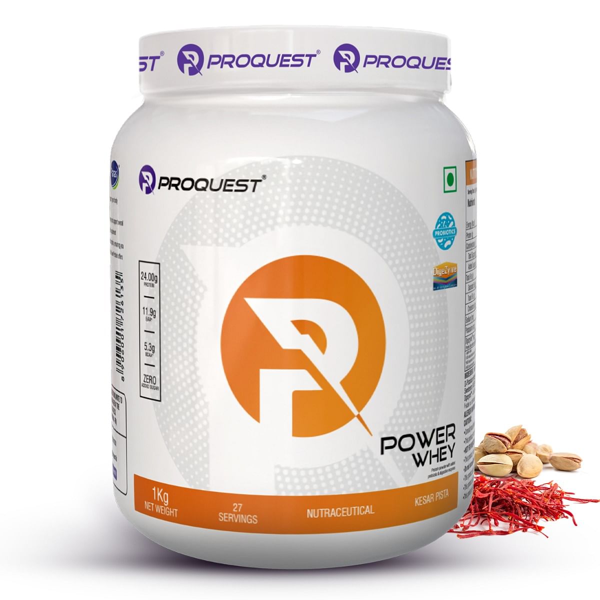 Proquest Nutrition Power Whey Protein Concentrate | Per Serving - 24g Protein | Kesar Pista, 1 Kg | Added Probiotics & Digezyme®| Supports Muscle G...
Proquest Nutrition Power Whey Protein Concentrate | Per Serving - 24g Protein | Kesar Pista, 1 Kg | Added Probiotics & Digezyme®| Supports Muscle G...