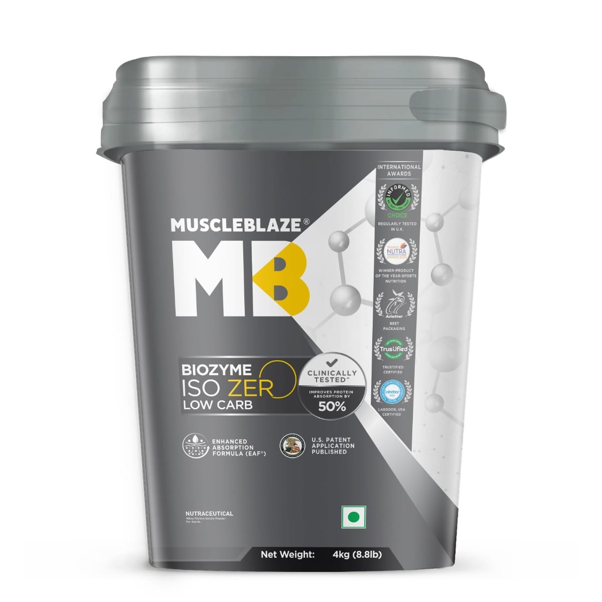 MuscleBlaze Biozyme Iso-Zero, Low Carb, 100 Pure Whey Protein Isolate with USA Patent-Published Enhanced Absorption Formula (EAF®), Informed Choice...
MuscleBlaze Biozyme Iso-Zero, Low Carb, 100 Pure Whey Protein Isolate with USA Patent-Published Enhanced Absorption Formula (EAF®), Informed Choice...