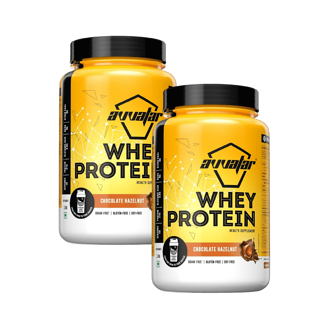 Avvatar Whey Protein 1Kg | Chocolate Hazelnut | 29 Servings| 27G Protein | Sugar Free | Gluten Free | Soy Free Pack Of 2
Avvatar Whey Protein 1Kg | Chocolate Hazelnut | 29 Servings| 27G Protein | Sugar Free | Gluten Free | Soy Free Pack Of 2