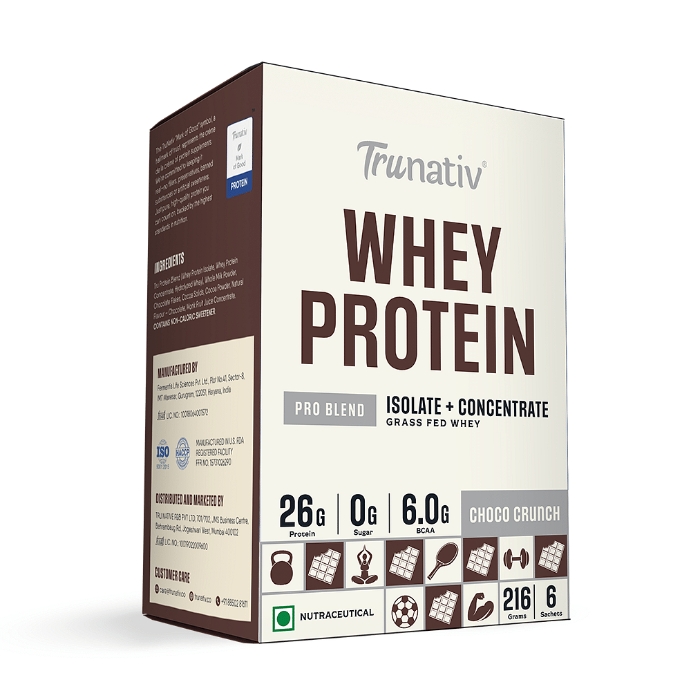 Trunativ Pro Blend Whey Protein | Choco Crunch | 26g Protein & 6g BCAA per Serving | Grass-Fed Isolate & Concentrate| Lab Tested for Purity & Accur...
Trunativ Pro Blend Whey Protein | Choco Crunch | 26g Protein & 6g BCAA per Serving | Grass-Fed Isolate & Concentrate| Lab Tested for Purity & Accur...