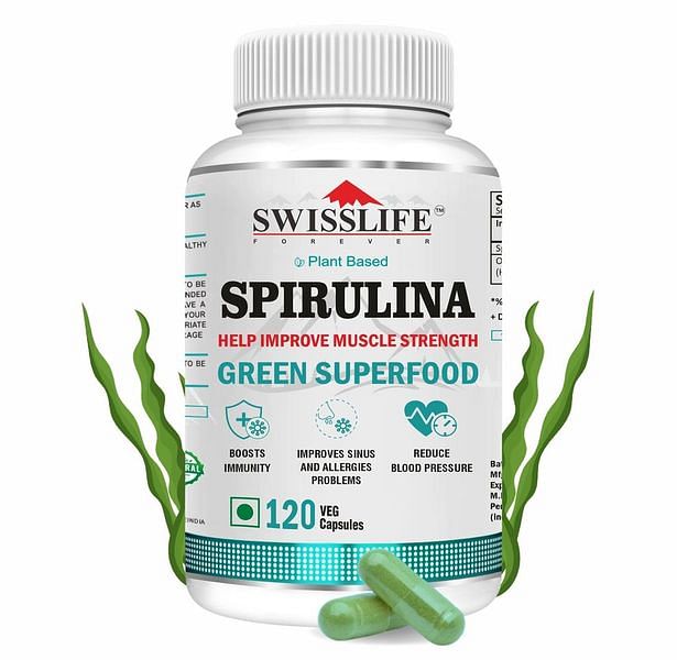 SwissLife Forever Spirulina 2000mg |Superfood | For Weight Management, Immune Support and Optimal Health | Supports Heart Health - 120 Veg Capsules
SwissLife Forever Spirulina 2000mg |Superfood | For Weight Management, Immune Support and Optimal Health | Supports Heart Health - 120 Veg Capsules