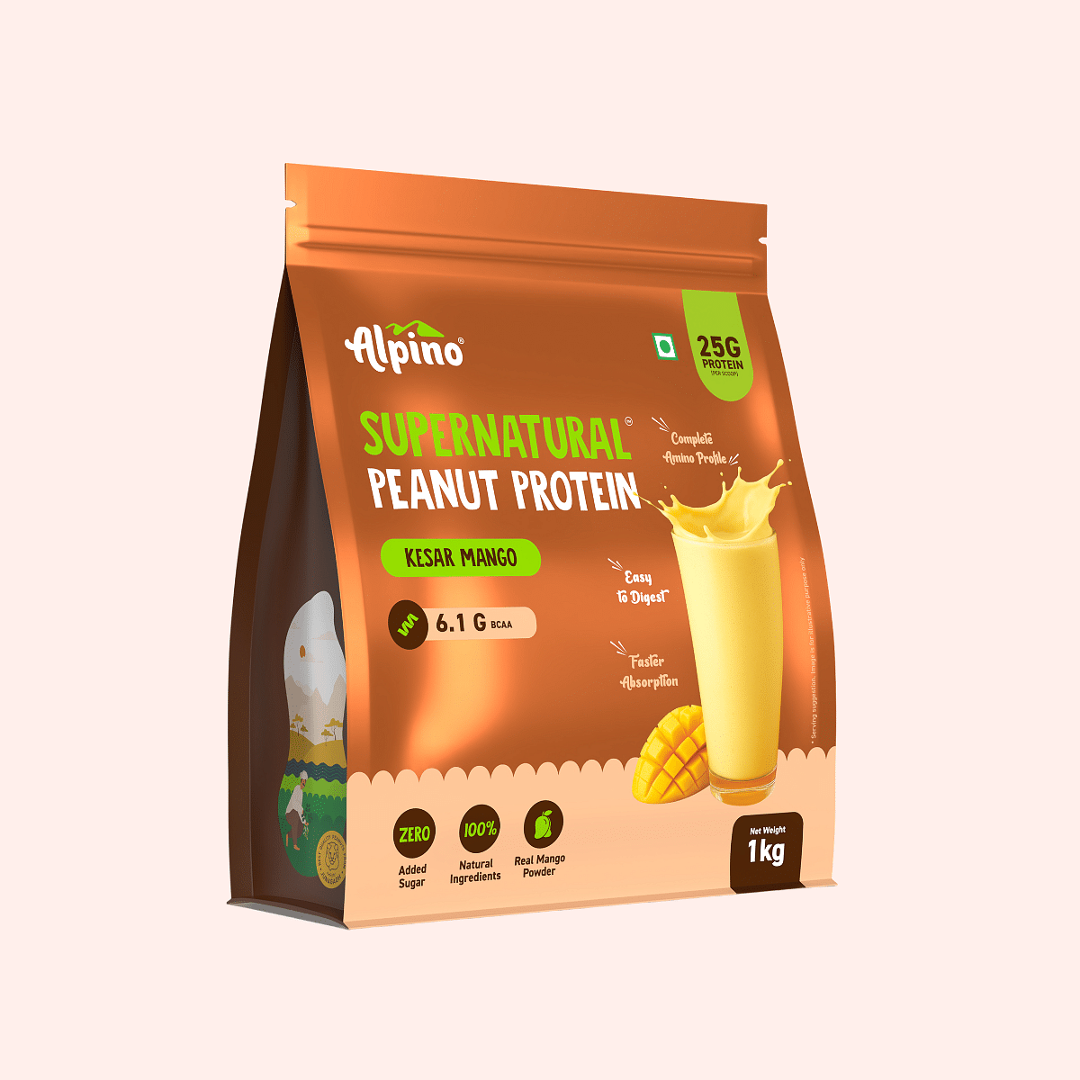 Alpino Supernatural Peanut Protein Powder Kesar Mango 1kg - 25g Plant Based Protein, 6.1g BCAAs, No Added Sugar, Vegan
Alpino Supernatural Peanut Protein Powder Kesar Mango 1kg - 25g Plant Based Protein, 6.1g BCAAs, No Added Sugar, Vegan