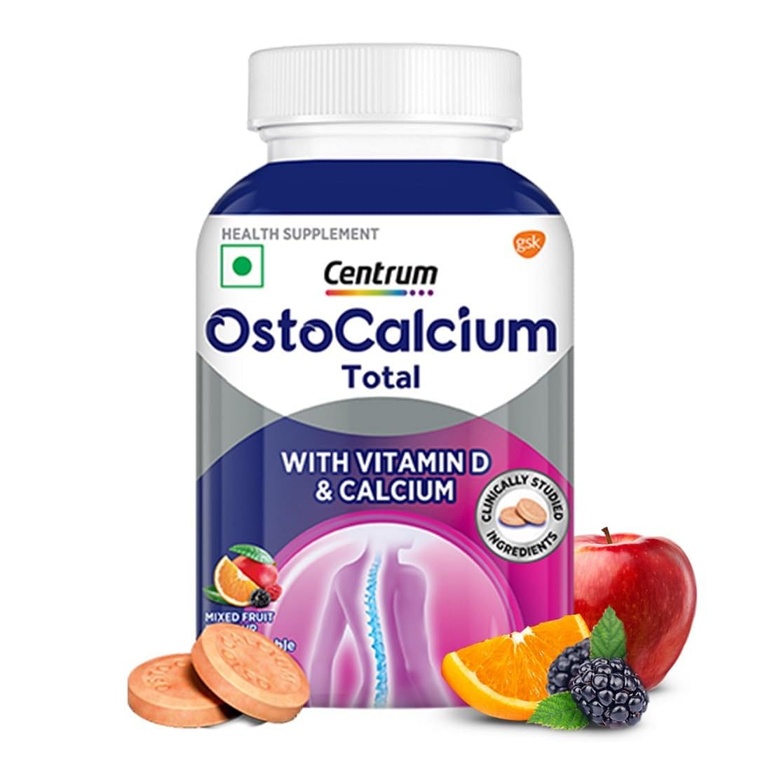 Centrum OstoCalcium Total Chewables (60s) | Vitamin D & Calcium (Veg) to support Strong Bones, Joints & Muscles | India's Leading Calcium Supplement
Centrum OstoCalcium Total Chewables (60s) | Vitamin D & Calcium (Veg) to support Strong Bones, Joints & Muscles | India's Leading Calcium Supplement