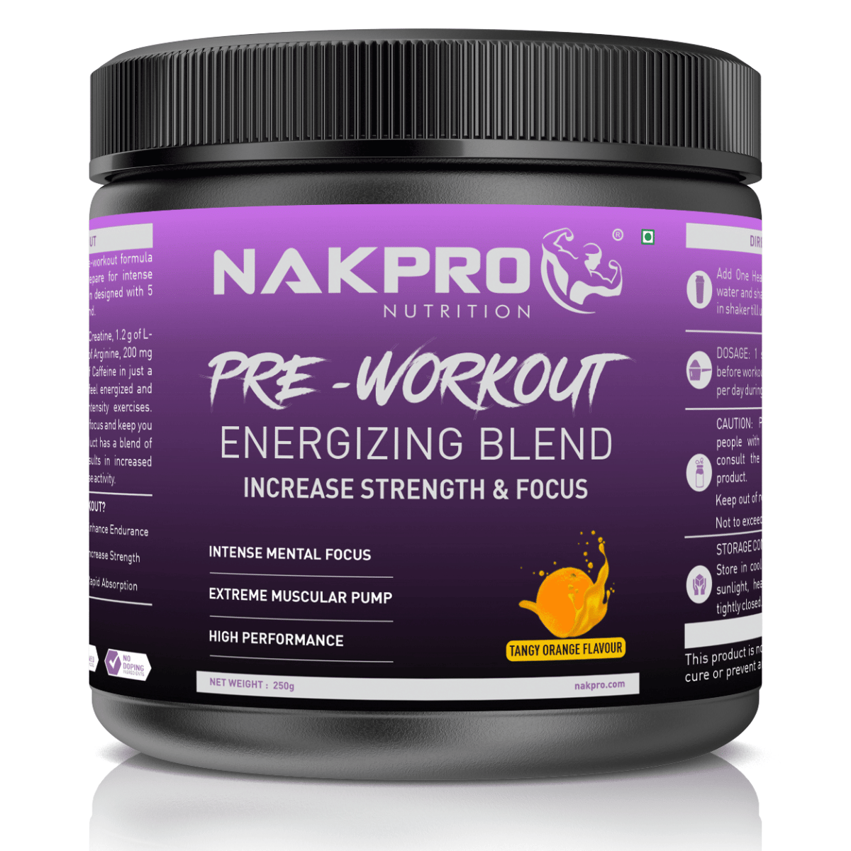 Nakpro Pre Workout Supplement Powder - JAR | 100mg Caffeine, 1.2g Creatine Monohydrate and 1.2g L-Citrulline | 50 per servings, Helps in Lean Muscl...
Nakpro Pre Workout Supplement Powder - JAR | 100mg Caffeine, 1.2g Creatine Monohydrate and 1.2g L-Citrulline | 50 per servings, Helps in Lean Muscl...