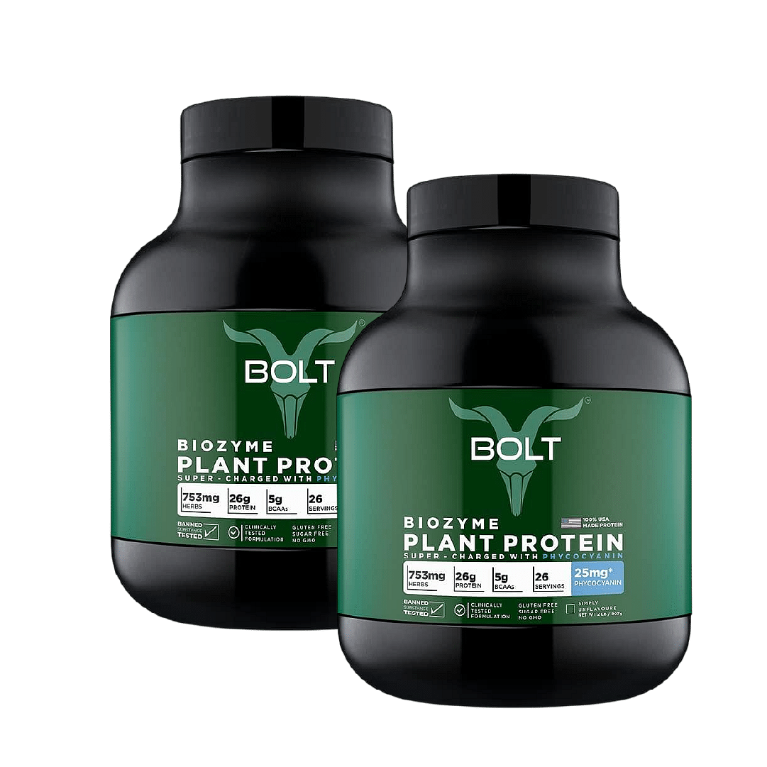 Bolt Biozyme Plant Protein Super-Charged With Phycocyanin, 26 G Protein | 2 Lb, 907G | Unflavored | Quick Muscle Recovery & Lean Growth Pack Of 2
Bolt Biozyme Plant Protein Super-Charged With Phycocyanin, 26 G Protein | 2 Lb, 907G | Unflavored | Quick Muscle Recovery & Lean Growth Pack Of 2