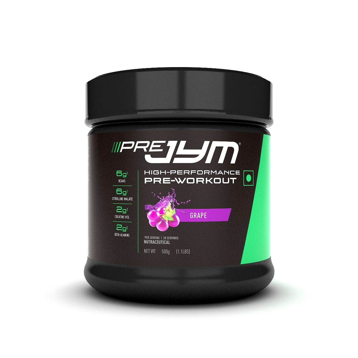 JYM Pre High Performance Pre-Workout (6g BCAAs & Citrulline Malate, 2g Creatine HCL & Beta-Alanine, 650mg Betaine) - 500g (Grape)
JYM Pre High Performance Pre-Workout (6g BCAAs & Citrulline Malate, 2g Creatine HCL & Beta-Alanine, 650mg Betaine) - 500g (Grape)