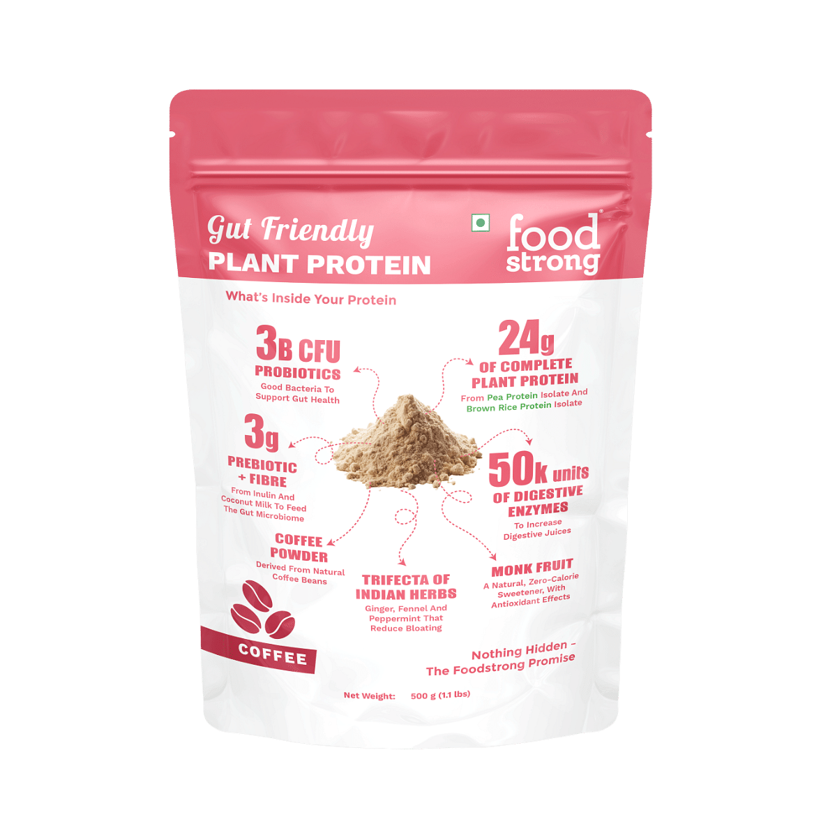 Foodstrong Gut Friendly Plant Protein - Coffee | 24g Complete Plant Protein with Probiotics, Digestive Enzymes, Prebiotics & Indian Herbs | Vegan |...
Foodstrong Gut Friendly Plant Protein - Coffee | 24g Complete Plant Protein with Probiotics, Digestive Enzymes, Prebiotics & Indian Herbs | Vegan |...