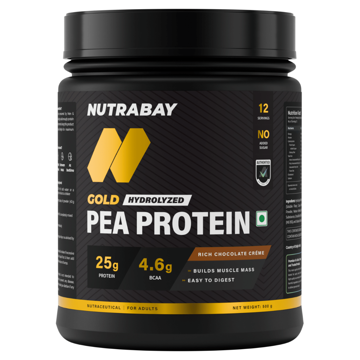 Nutrabay Gold Pea Protein Powder | 25g Pea Protein, 4.6g BCAA, 5g Soluble Fiber, Healthy Fats | Rich Chocolate Crème Flavour | Faster Recovery & Sm...
Nutrabay Gold Pea Protein Powder | 25g Pea Protein, 4.6g BCAA, 5g Soluble Fiber, Healthy Fats | Rich Chocolate Crème Flavour | Faster Recovery & Sm...